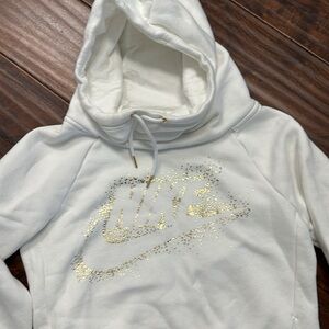 Nike white with gold logo sweatshirt Sz XS